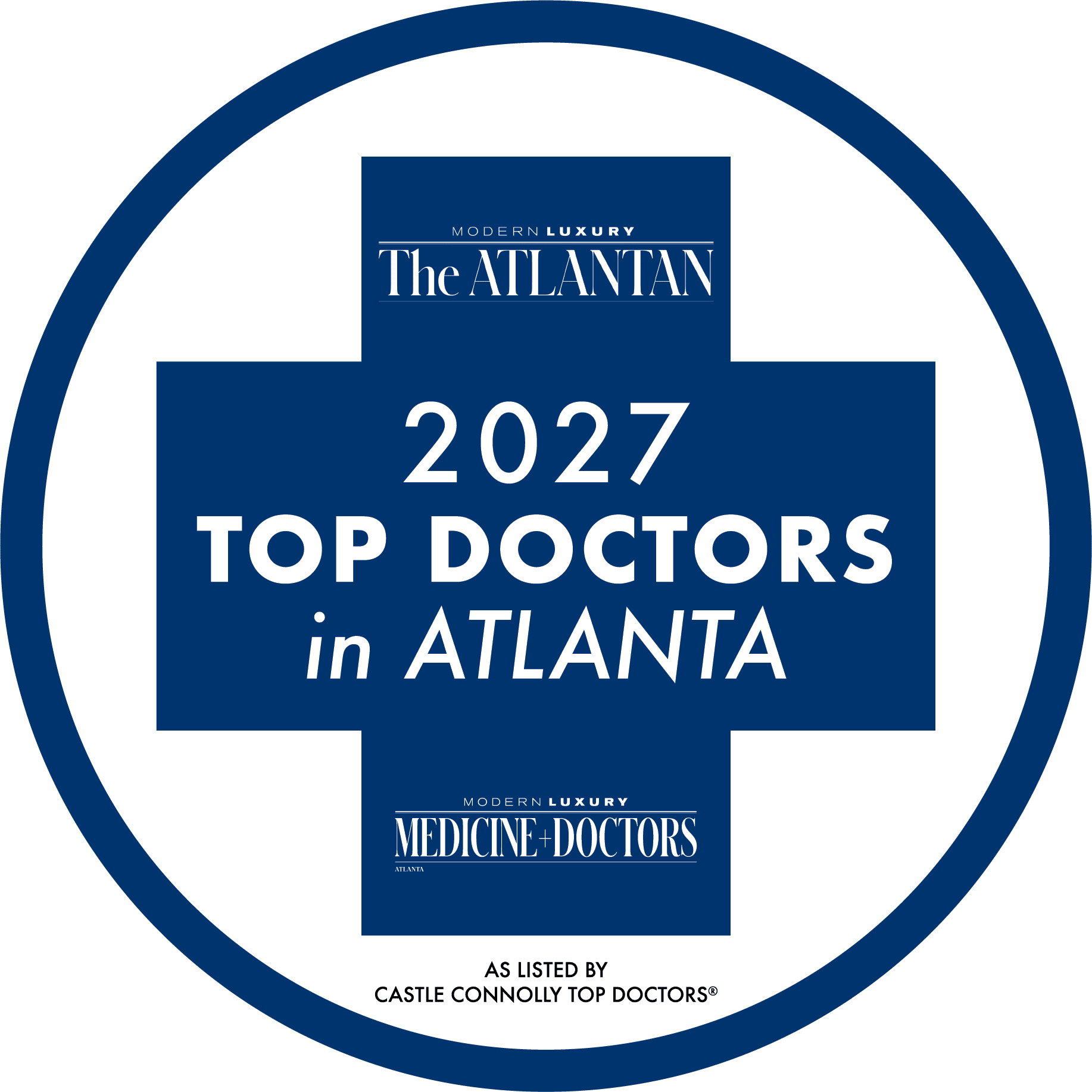 2027 Top Doctors in Atlanta badge from The Atlantan, as listed by Castle Connolly Top Doctors